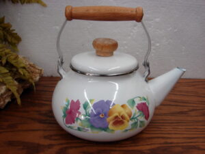 Vintage Corning Ware Corelle Summer Blush Lincoware Enamel Metal Teapot