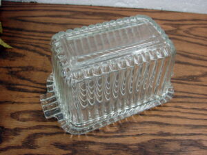 Vintage Anchor Hocking Ribbed Tab Handle One Pound Butter Dish Complete