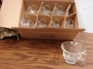 Set/8 Vintage Indiana Glass Clear Glass Harvest Grape Punch Snack Cups in Original Box