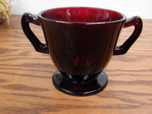 Vintage Anchor Hocking Royal Ruby Red Glass Sugar Bowl w/ Double Handles