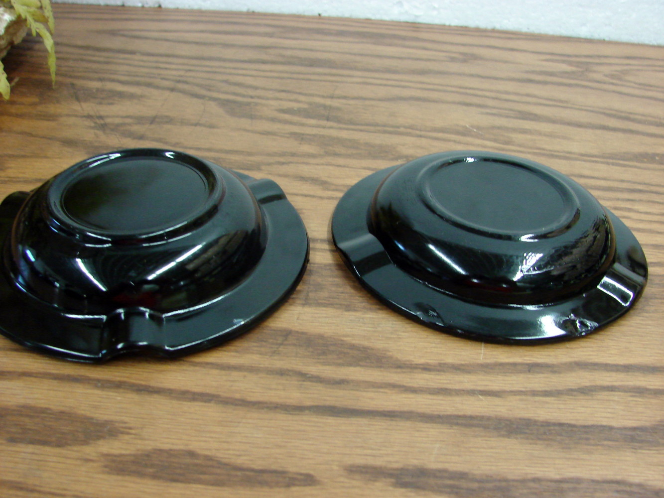 Set/2 Vintage Black Amethyst Glass Ash Tray Match Holder - Image 2