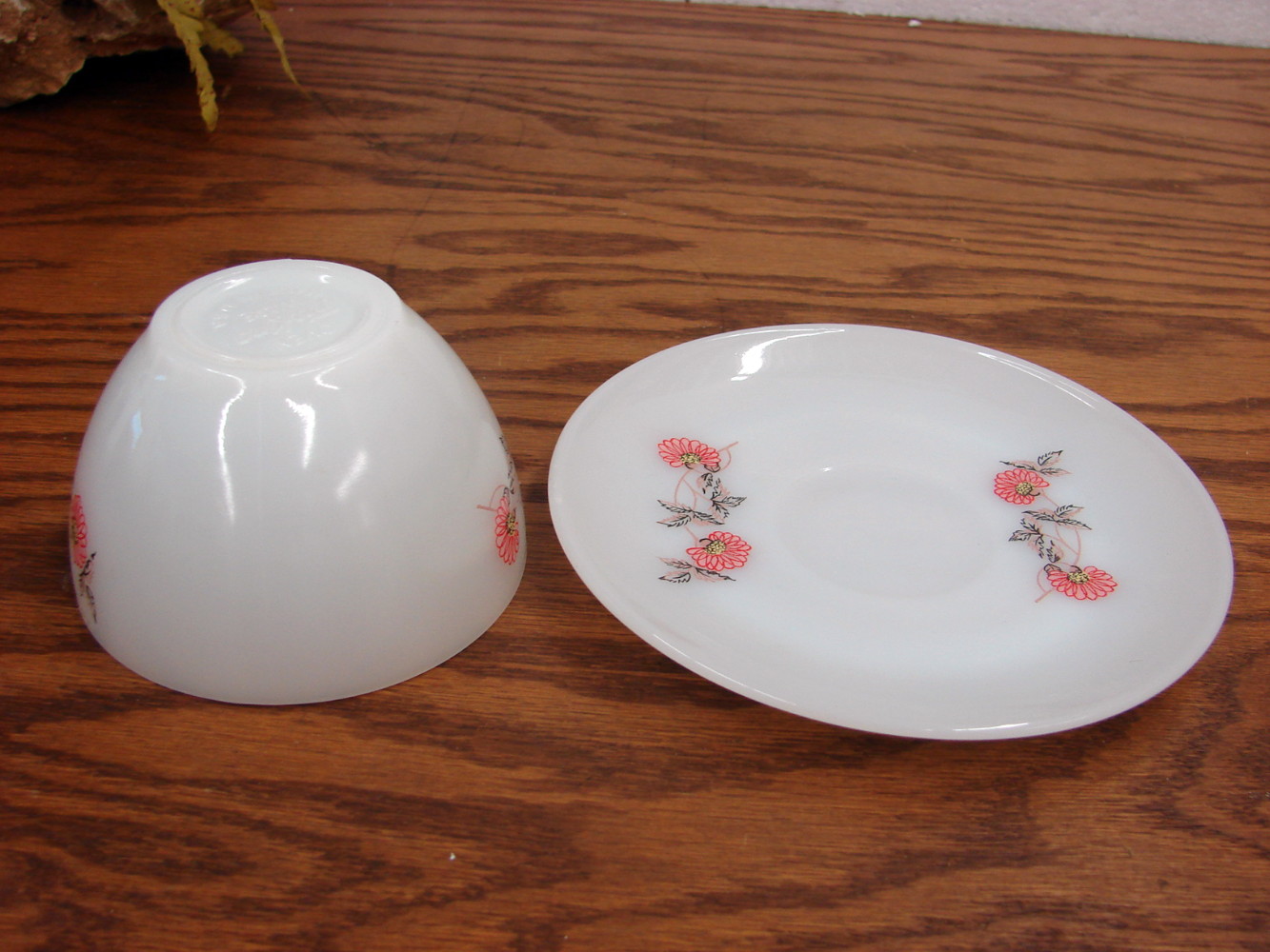 Vintage Milk Glass Fire King Primrose Double Sided Tea Cup and Saucer - Image 2