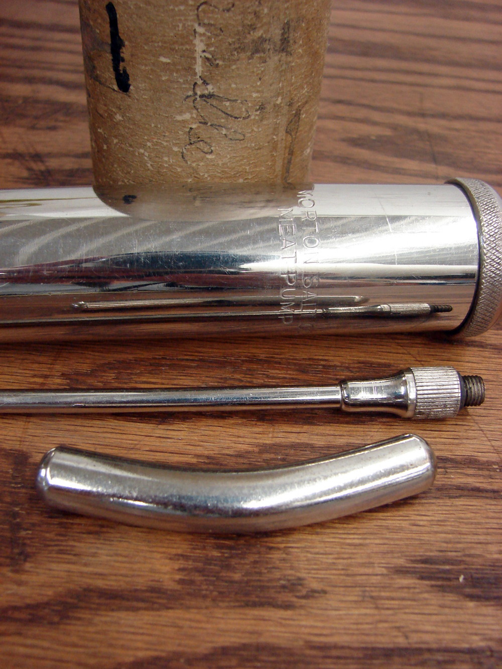 Vintage Morton Salt Meat Injection Pump Tenderizer Original Morton Shipping Tube - Image 4