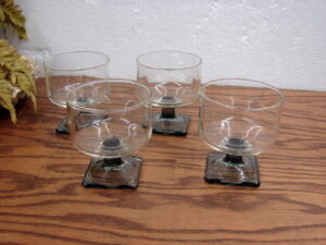 Set/4 Vintage Federal Glass Nordic Midnight Smoke Champagne Tall Sherbet 3 1/2"