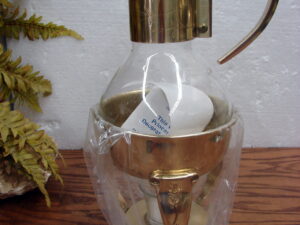 Brand New Princess House Carafe w/ Warming Stand Gold Tone