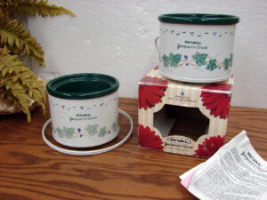 Set/2 Vintage Rival Ivy Grape Potpourri Simmering Melt Gel Liquid Crock Original Box