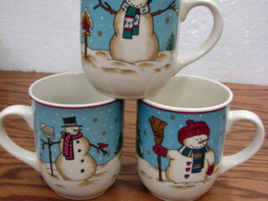 Set/3 Snowmen Serenade II Coco Coffee Mug Cups by MEIWA Table Art