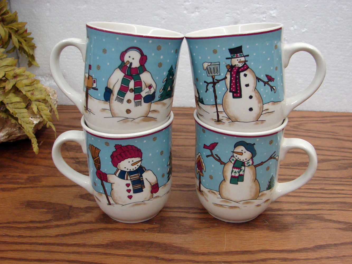 Set/4 Snowmen Serenade II Coco Coffee Mug Cups by MEIWA Table Art