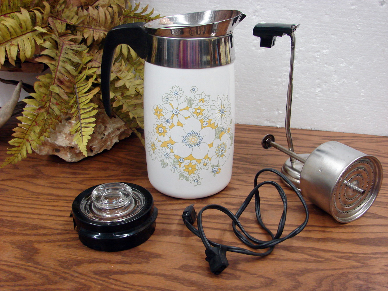 60s Vintage Carnation WireCrateワイヤークレート❹ Complete Vintage Corning Ware Floral Bouquet 10 Cup Electric