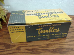 Vintage Corning by PYREX Juice Glasses in Original Box Hand Painted Fruit #805