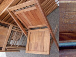 Vintage Adult Tall Size Simmons Wood Fold Up Chair Folding Chair w/ Slat Seat Back