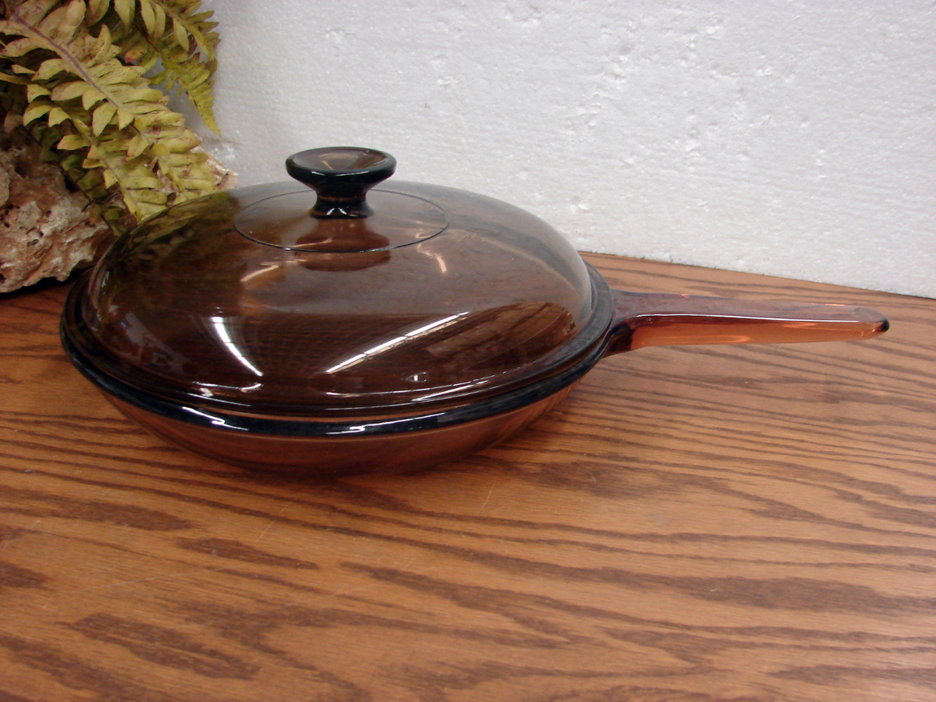 Vintage PYREX Amber Brown Visions Waffle Bottom 10" Skillet Frying Pan w/ 10 Lid