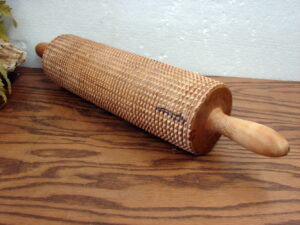 Vintage Swedish Solid Wood Rolling Pin One Piece Turned Square Cut Lefse