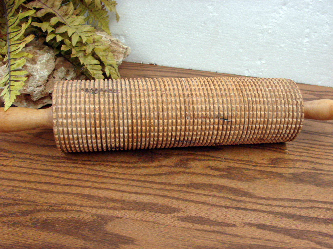 Vintage Swedish Solid Wood Rolling Pin One Piece Turned Square Cut Lefse - Image 2