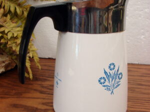 6 Cup Vintage Corning Ware Blue Cornflower Percolator Stove Top Coffee Maker
