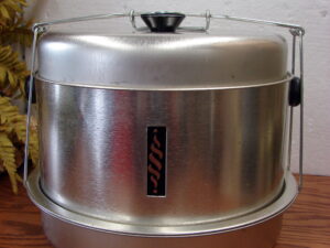 5 pc Vintage Brushed Chrome 1950's Retro Kitchen Triple Bakery Cake Pie Carrier Tin Metal