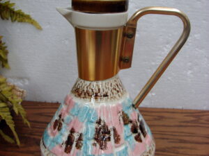 Vintage Retro MCM C. Miller Carafe Chiller w/ Stopper Tile Pattern Metal Handle