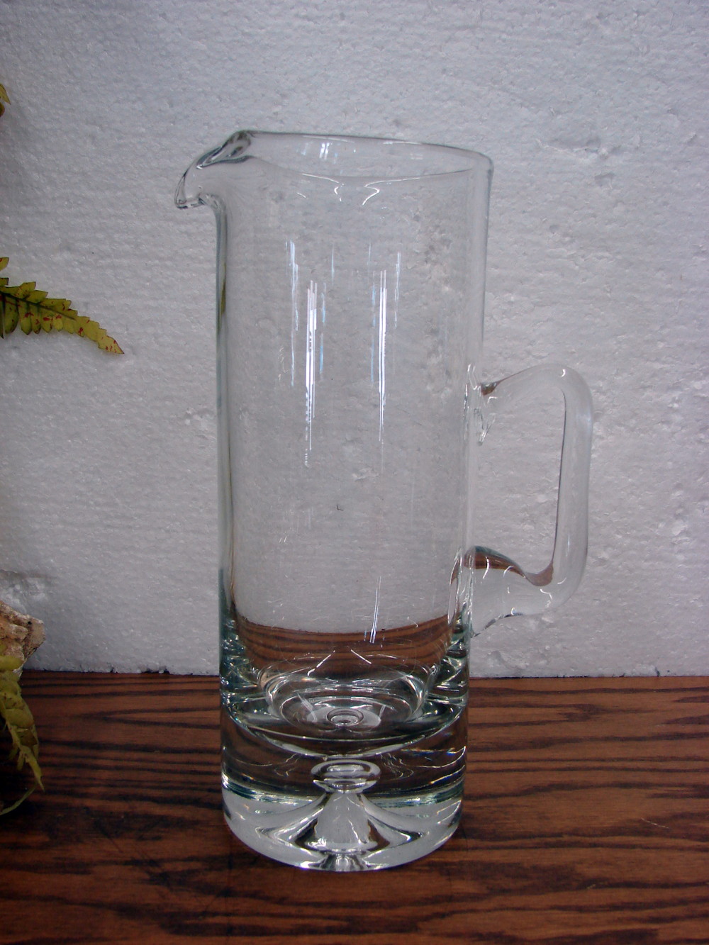 Vintage Blown Glass Martini Pitcher Krosno Poland Weighted Controlled Bubble Bottom