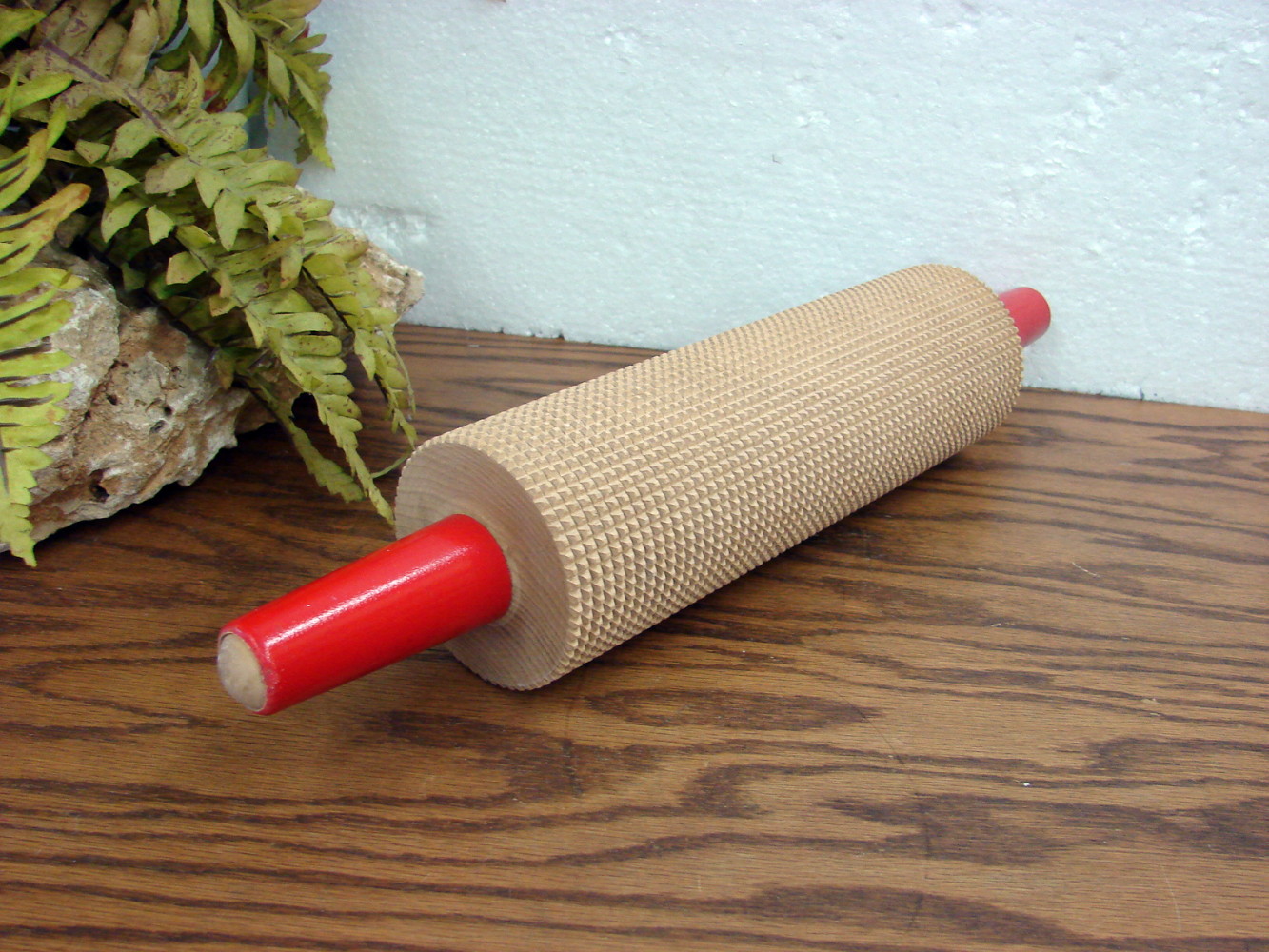 Like New Bethany Housewares Hard Maple Square Cut 10" Rolling Pin Red Wood Handles - Image 2