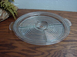 Vintage Clear Ribbed Anchor Hocking Divided Manhattan Serving Platter Tray 14"