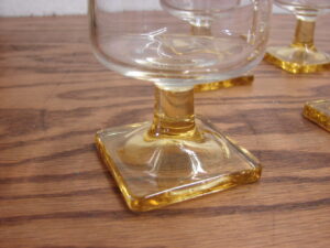 Set/6 Vintage Federal Glass Nordic Amber Topaz Juice Glass Square Footed