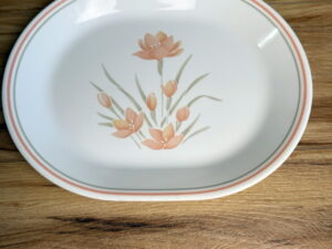 Vintage Corning Ware Corelle Peach Floral Oval Serving Platter