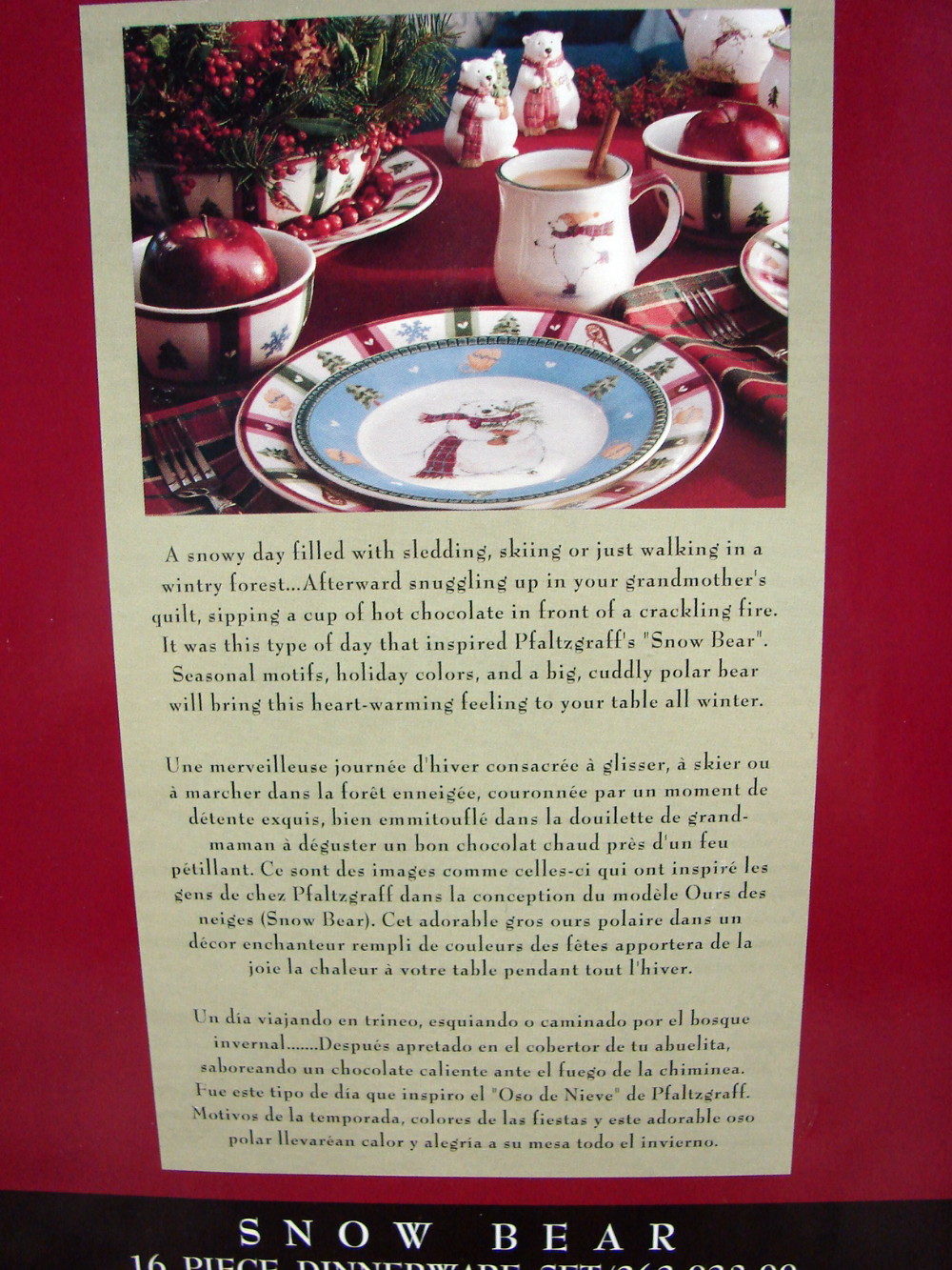 Brand New in Box Pfaltzgraff Snow Bear 16 pc Dinnerware Set Plates Mugs Bowls Service for 4 - Image 3