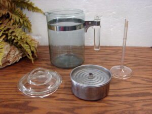 Vintage PYREX Flameware Glass and Metal Coffee Percolator Pot Tall 6 Cup as is