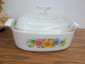 Vintage Corning Ware Corelle Summer Blush 2 Liter Casserole w/ PYREX Lid