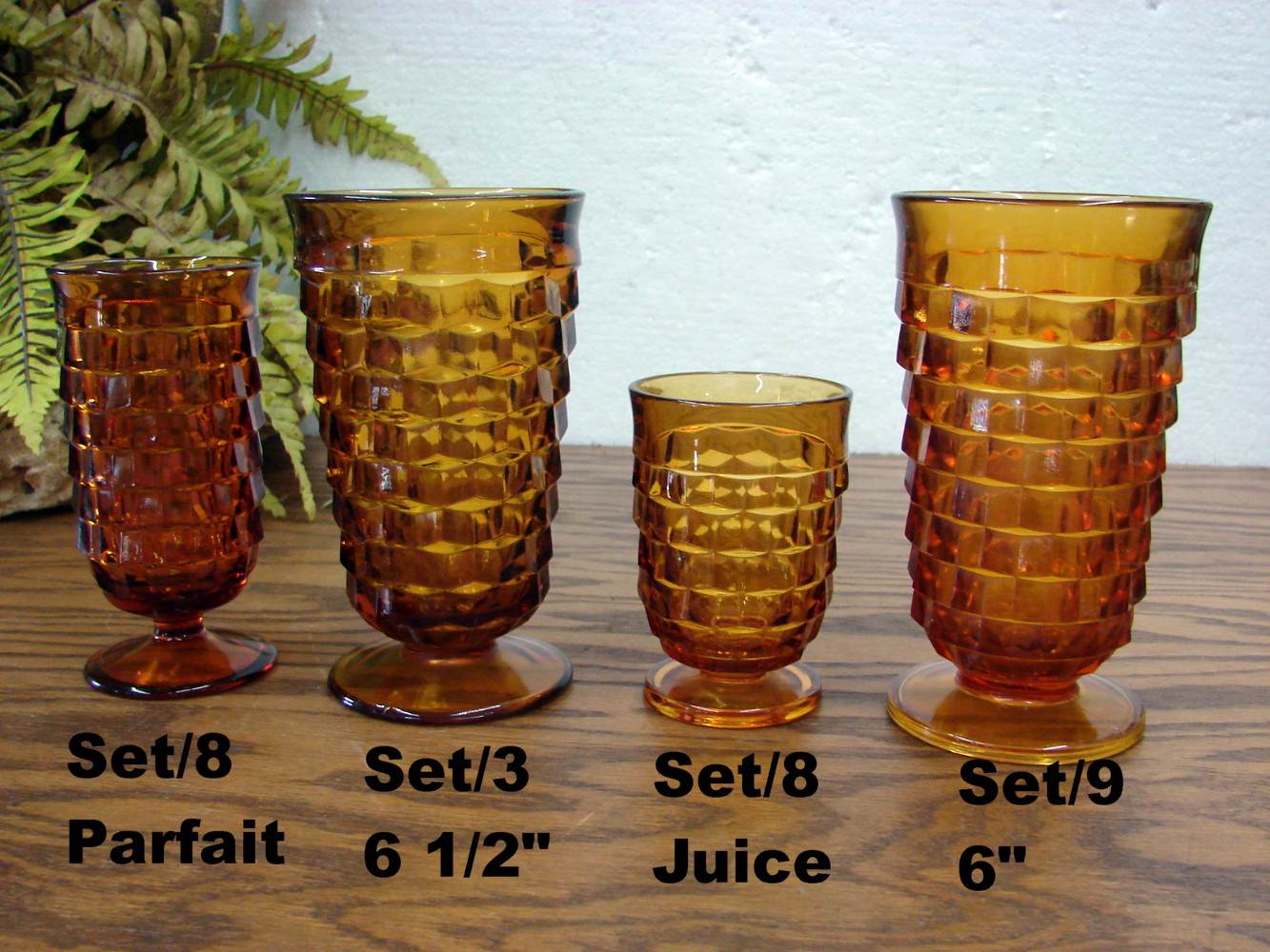 Set/3 Vintage Gold Amber Ice Tea Indiana Whitehall American Footed 6 1/2" - Image 2