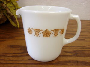 Vintage Corning Ware Butterfly Gold D Handle Creamer 3 1/2"