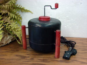 Vintage Jolly Time Black Red Wood Electric Hand Crank Popcorn Maker Popper