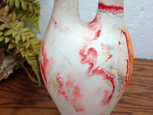 Nemadji Pottery Indian River Ceremonial Wedding Vase Orange Swirls 10"