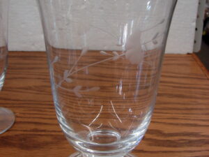 Set/8 Retired Princess House Etched Crystal Glass Heritage Flared 6" Vase Water Goblet
