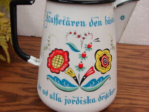 Vintage Swedish Berggren Kaffetaren den basta Enamelware Complete Percolator