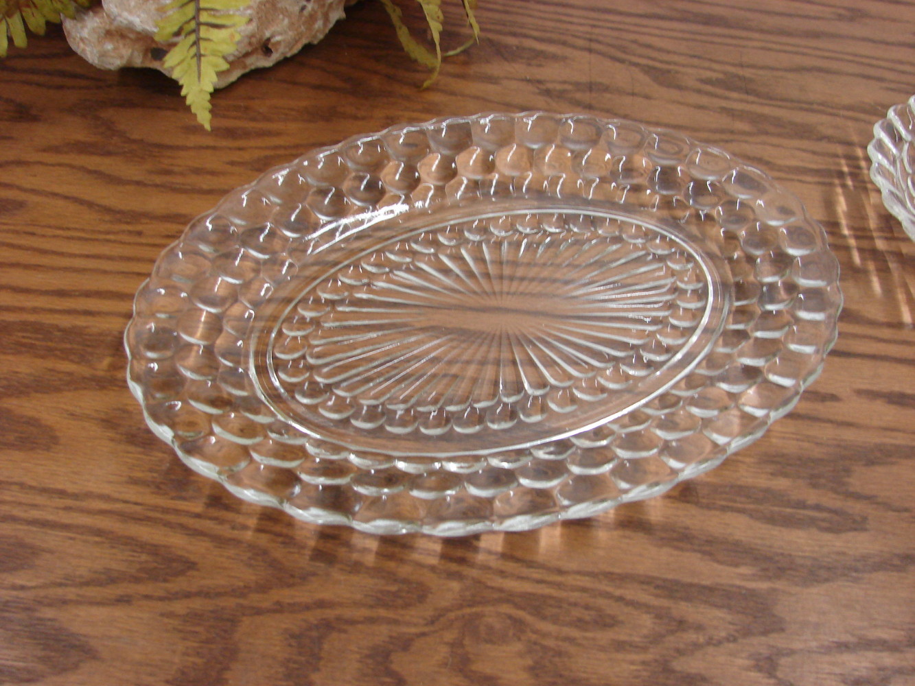 Vintage Anchor Hocking Bubble Oval Platter Clear Glass