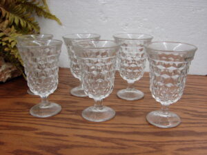 Set/6 Vintage Indiana Whitehall American Clear Footed Low Water Goblet 5 1/2"