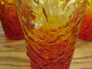 Set/6 Vintage Bryce El Rancho Flame Amberina Glass Highball Glasses Tumblers