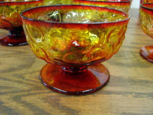 Set/6 Vintage Bryce El Rancho Flame Amberina Glass Footed Sherbet Bowls