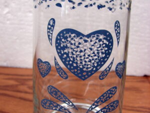 Set/7 Vintage Corelle Blue Hearts Tumbler Drinking Glasses 14 Oz