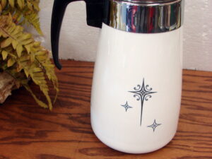 Vintage Corning Ware Atomic Starburst Stove Top Coffee Percolator 9 Cup