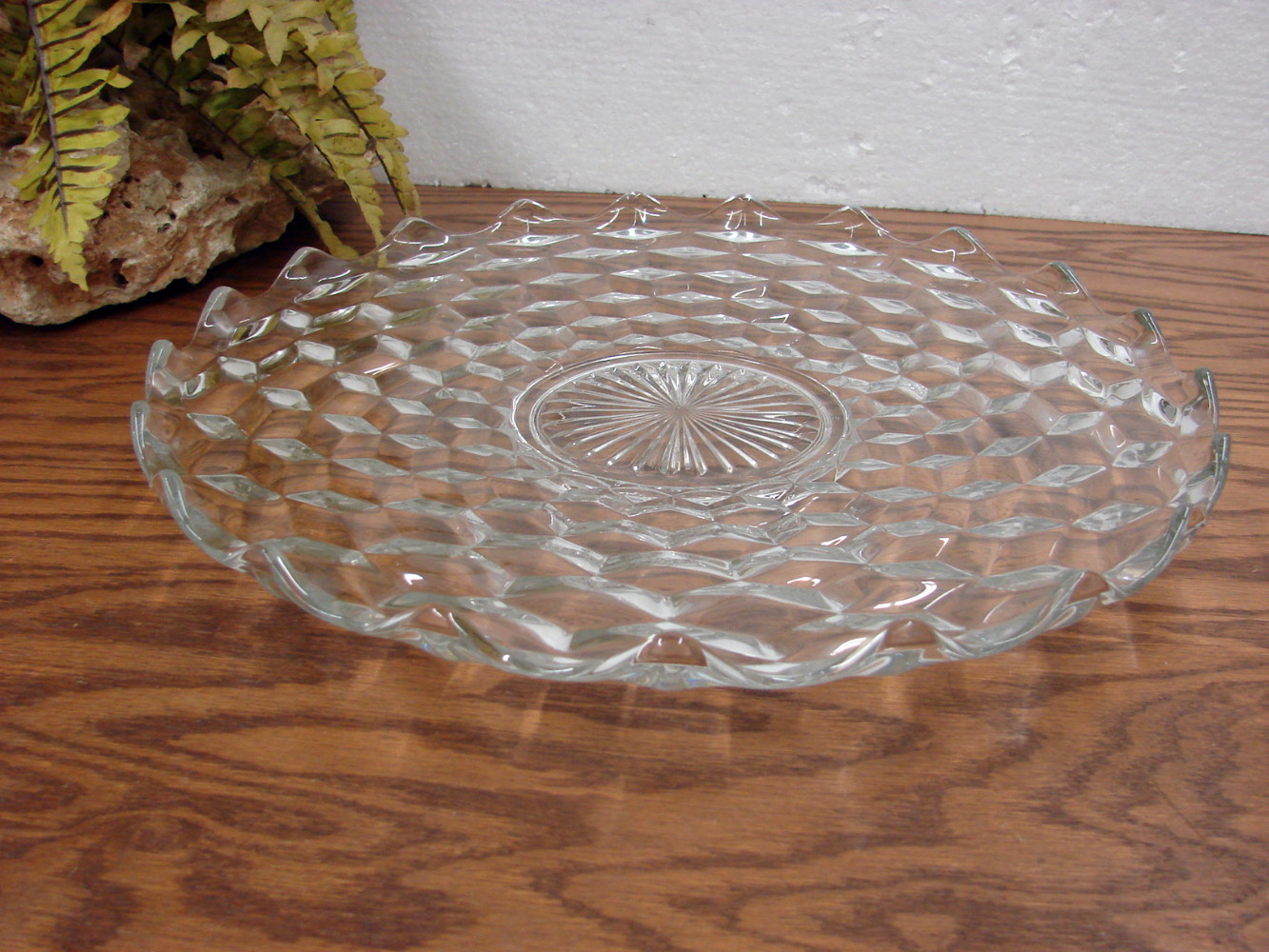 Vintage Cubist Whitehall American Clear Cubist Platter Rolled Rim 14"