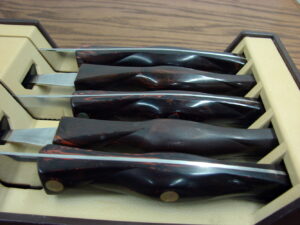 Set/5 Cutco Knife Fork Carving Set #1722 1725 1726 1727 1729 w/ Wall Hanger Storage as is
