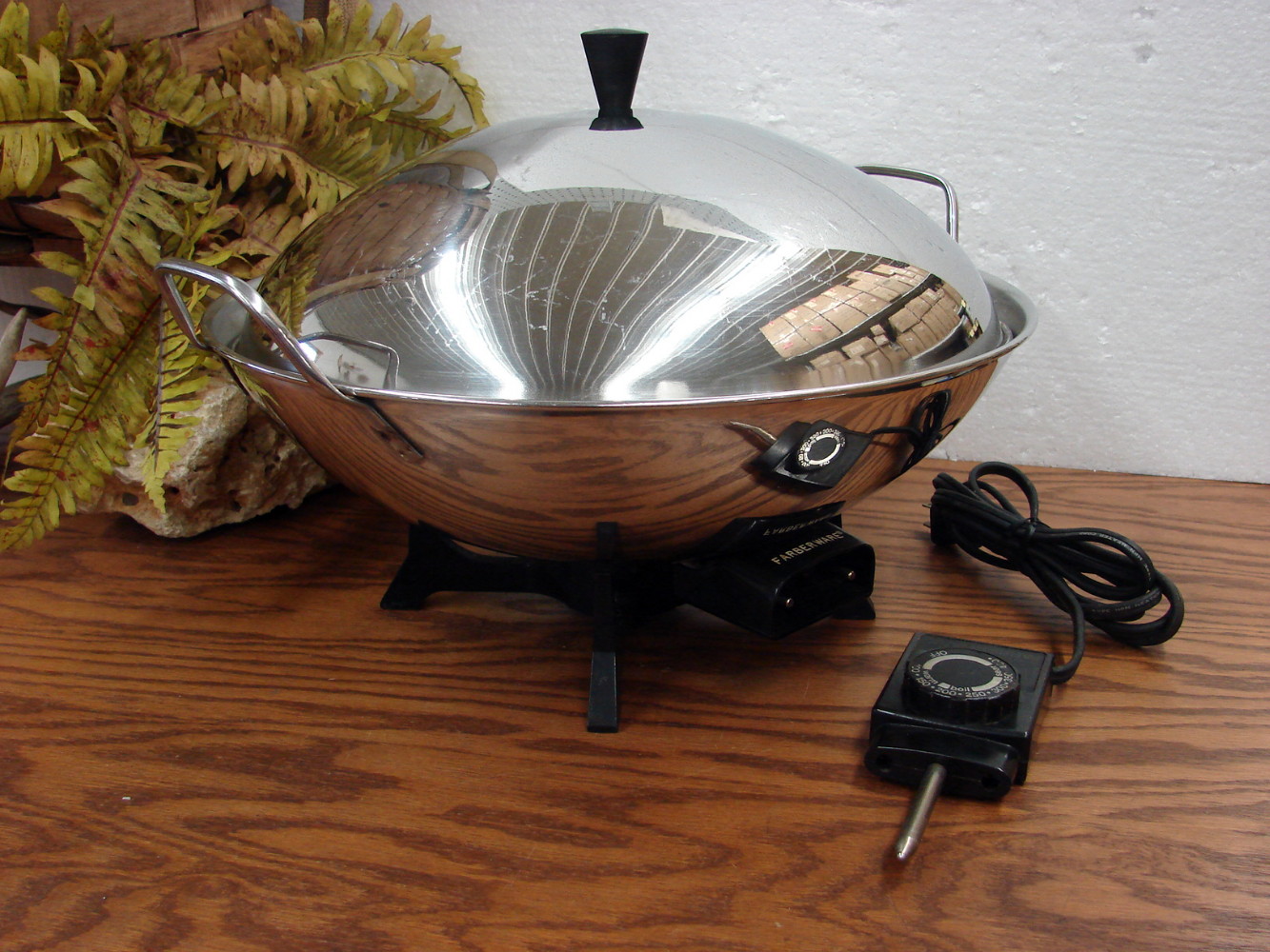 Vintage Farberware Stainless Steel 14" Electric Wok 303 Tested Working