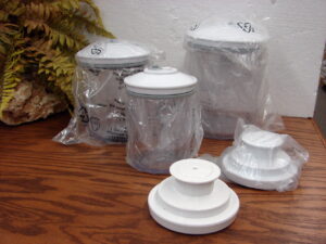 Brand New Set/5 FoodSaver Vacuum Seal Tilia 3 Sm Med Lrg Canisters and 2 Ball Jar Sealers