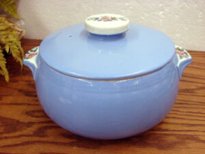 Vintage Hall's China Rose Parade Blue Flower Covered Casserole Bean Pot w/ Lid