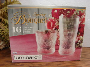 14 pc Spring Bouquet luminarc 16 oz Cooler Glasses and 10 oz On the Rocks Glasses
