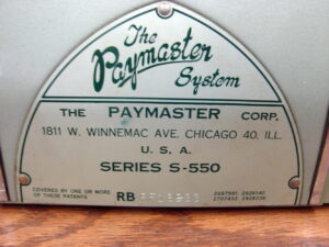 Early Vintage MCM The Paymaster System Series X-550 Check Writer Green 7 Column