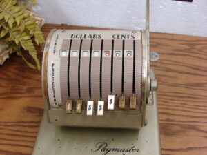 Vintage MCM Paymaster Series X-550 Check Writer w/ Key Tan 7 Column