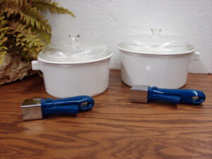 Princess House Nouveau White Ceramic Cookware 2 3/4 Qt Sauce Pan w/ Glass Lid Handle